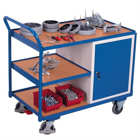 Werkstattwagen VARIOfit, Traglast 250 kg, Ladefläche 985 x 590 mm, 1 Fachbodenschrank - Cordes - Bild4