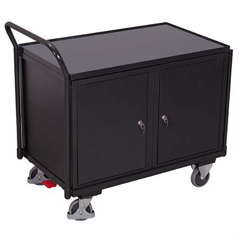 Werkstattwagen VARIOfit, Traglast 250 kg, Ladefläche 985 x 590 mm, 2 Fachbodenschränke, Farbe Anthrazit RAL7016 /Platte Grau - Cordes