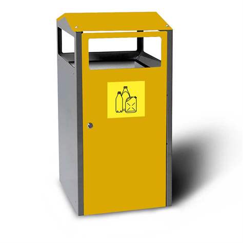 Wertstoffsammler mit Innenbehälter, Volumen 90 l, HxBxT: 964x500x450 mm, Farbe Gelb RAL1033 - Kovos Verneřice