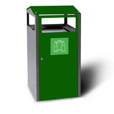 Wertstoffsammler mit Innenbehälter, Volumen 90 l, HxBxT: 964x500x450 mm, Farbe Grün RAL6029 - Kovos Verneřice