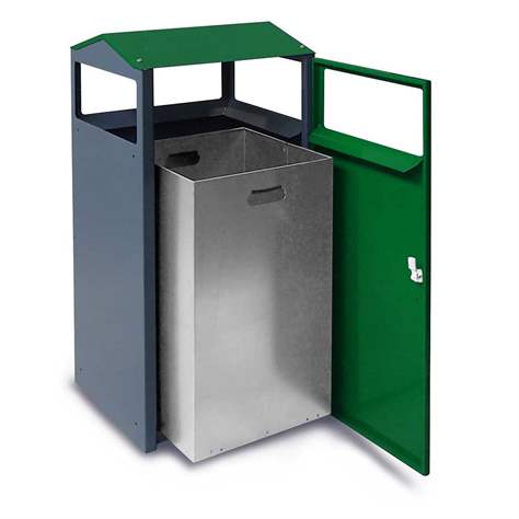 Wertstoffsammler mit Innenbehälter, Volumen 90 l, HxBxT: 964x500x450 mm, Farbe Grün RAL6029 - Kovos Verneřice - Bild2