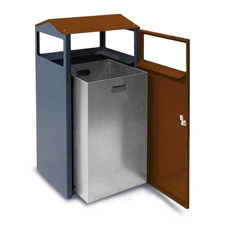 Wertstoffsammler mit Innenbehälter, Volumen 90 l, HxBxT: 964x500x450 mm, Farbe Braun RAL8024 - Kovos Verneřice - Bild2