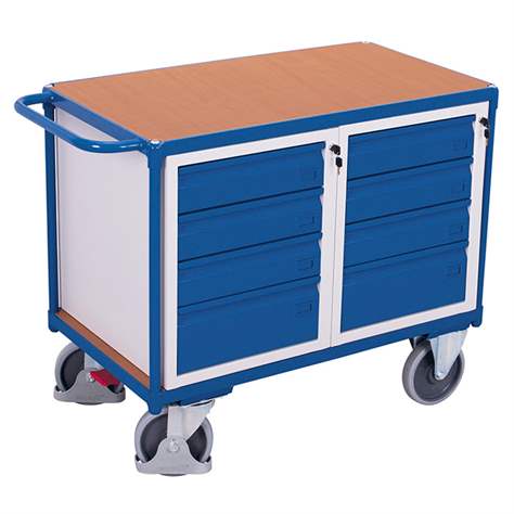 Werkstattwagen VARIOfit, Traglast 500 kg, Ladefläche 1060 x 600 mm, 8 Schubladen - Cordes