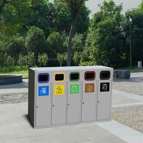 EKO STATION OUTDOOR - Sammelstation für Abfalltrennung, Volumen 5 x 74 l - Alda S.A.