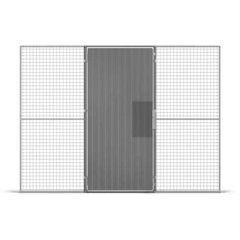 Stahlblech-Einflügeltür für Vorhängeschloss, HxB: 2200x1000 mm, Farbe Grau - TROAX CZ, s.r.o.