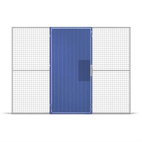Stahlblech-Einflügeltür für Vorhängeschloss, HxB: 2200x1000 mm, Farbe Blau - TROAX CZ, s.r.o.