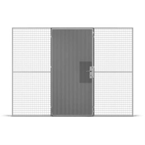 Stahlblech-Einflügeltür mit Griff (Euro-Zylinderschloss), HxB: 2200x1000 mm, Farbe Grau - TROAX CZ, s.r.o.