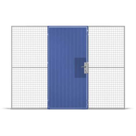 Stahlblech-Einflügeltür mit Griff (Euro-Zylinderschloss), HxB: 2200x1000 mm, Farbe Blau - TROAX CZ, s.r.o.