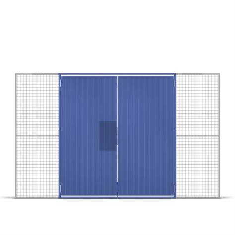 Stahlblech-Zweiflügeltür für Vorhängeschloss, HxB: 2200x2000 mm, Farbe Blau - TROAX CZ, s.r.o.