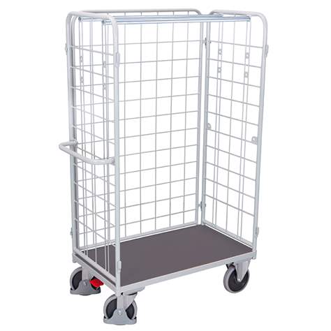 Gepäckwagen VARIOfit, hoch 1820 mm, 3-seitig, Ladefläche 1000x700 mm, Tragfähigkeit 500 kg, Farbe Lichtgrau RAL7035 /Platte Grau - Cordes