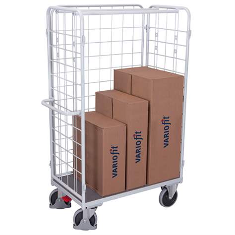 Gepäckwagen VARIOfit, hoch 1820 mm, 3-seitig, Ladefläche 1000x700 mm, Tragfähigkeit 500 kg, Farbe Lichtgrau RAL7035 /Platte Grau - Cordes - Bild4