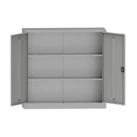 Svařovaná skříň s dvoukřídlými dveřmi, v x š x h: 1150x1200x400 mm, 2 police, barva šedá RAL7035 - Kovona Lysa nad Labem - obrázek2