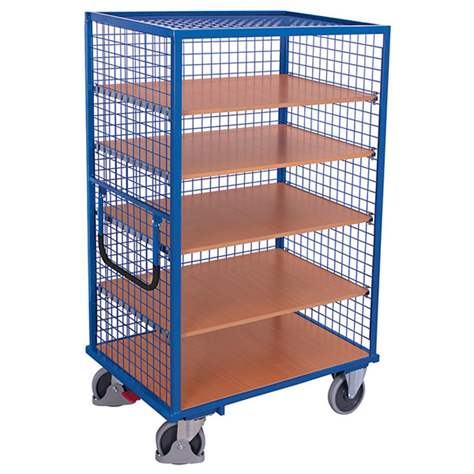 Schrankwagen VARIOfit mit 5 Etagen, Gitterwände, 1245 x 785 mm, Tragfähigkeit 500 kg - Cordes