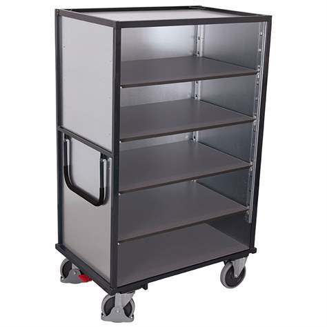 Schrankwagen VARIOfit mit 5 Etagen, Stahlblechwände verzinkt, 1045 x 685 mm, Tragfähigkeit 500 kg, Farbe Anthrazit RAL7016 /Platte Grau - Cordes