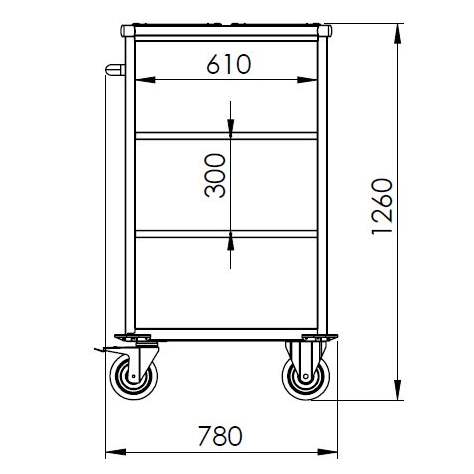 Carucior curatenie hotel profesional, 1260x780x550 mm, din oțel, culoarea gri, fără uși - imagine2