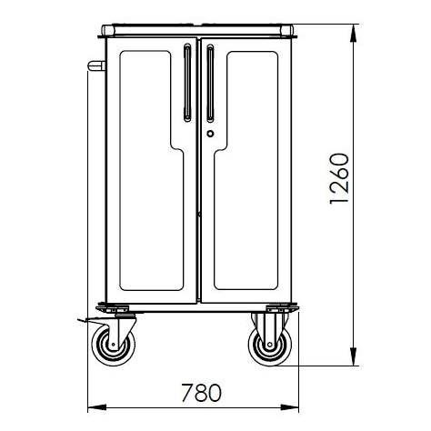 Carucior curatenie hotel profesional, 1260x780x550 mm, din oțel, culoarea gri, cu uși - imagine2