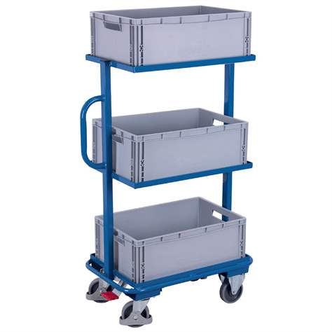 Beistell- und Kommissionierwagen VARIOfit, 3 feste Etagen mit 3 Kunststoffbehältern - Cordes