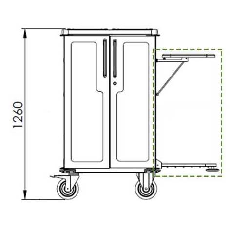 Carucior curatenie hotel profesional cu suporturi pentru saci de gunoi, 1260x1280x550 mm, din oțel, culoarea gri, cu uși - imagine2