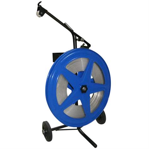 Cărucior OP-5 – dispozitiv mobil derulare bandă metalică cu frână, lățimea benzii 13 – 20 mm
