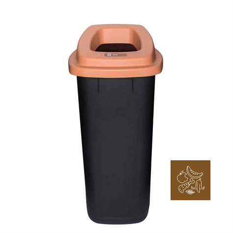 Abfallbehälter SORT, aus Kunststoff, Volumen 90 l, Farbe schwarz, Deckel braun