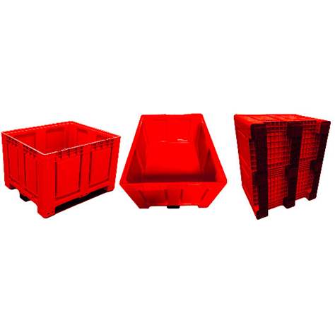 BigBox 1200 x 1000 x 790 mm, container lada mare din polietilenă cu tălpi, culoare roșu - imagine2