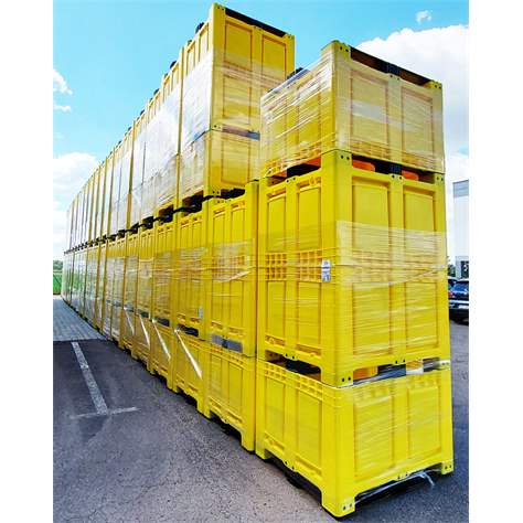 BigBox 1200 x 1000 x 790 mm, container lada mare din polietilenă cu tălpi, culoare galben - imagine5