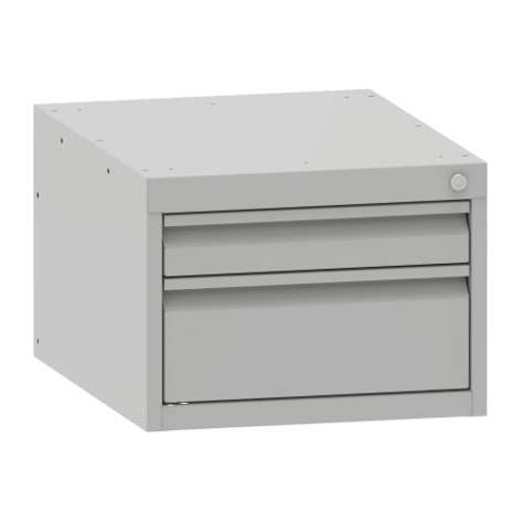 Schubladen-Hängeschrank, HxBxT: 350x480x610 mm, 2 Schubladen, RAL7035 - Kovona Lysa nad Labem