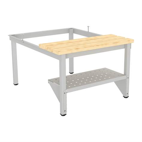 Sitzbank mit Schuhregal für Garderobenschrank WEMO, Breite 600 mm, Farbe Lichtgrau RAL7035