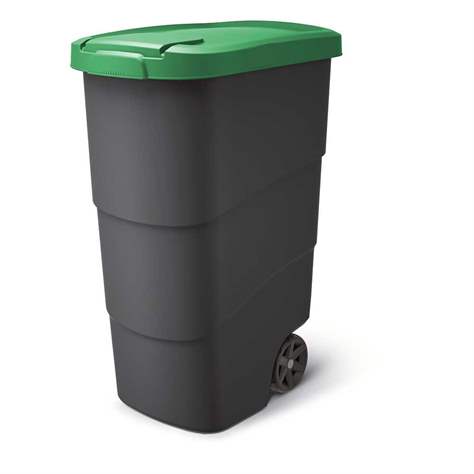 Coș gunoi din material plastic pentru materiale reciclabile, volum 90 l, antracit/capac culoare verde