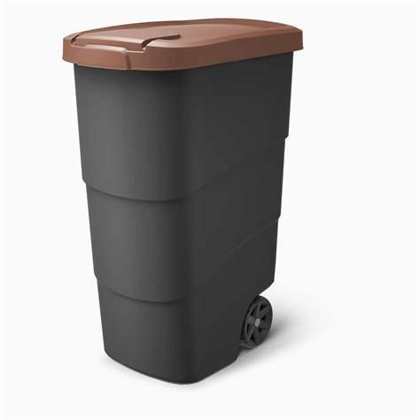 Coș gunoi din material plastic pentru materiale reciclabile, volum 90 l, antracit/capac culoare maro