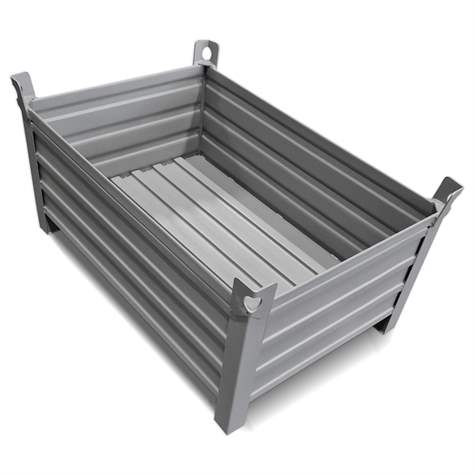 Ohradová paleta kovová, profesionální, 1200x800 mm, 1500 kg, 4 plné bočnice, na nohách, šedá RAL7005