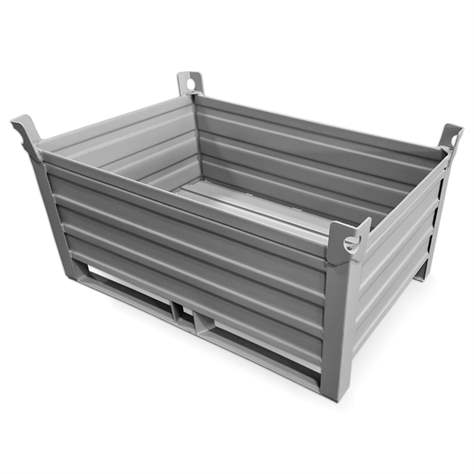 Ohradová paleta kovová, profesionální, 1200x800 mm, 1500 kg, 4 plné bočnice, na ližinách, šedá RAL7005