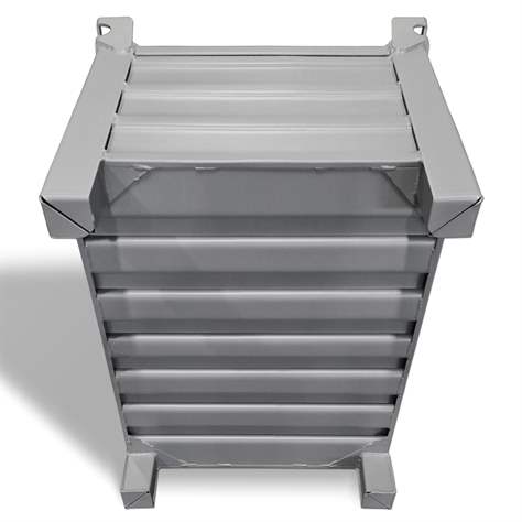 Ohradová paleta kovová, profesionální, 800x600 mm, 1000 kg, 4 plné bočnice, na nohách, šedá RAL7005 - obrázek2