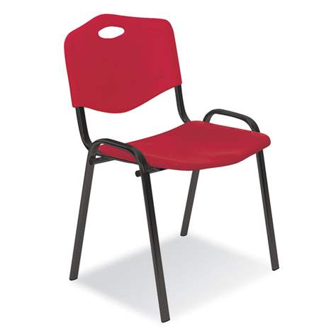 Stapelstuhl ISO aus Kunststoff, Farbe Rot, Stahlkonstruktion Schwarz lackiert - Nowy Styl Group