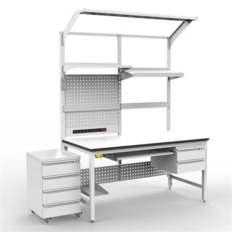 Schubladencontainer ESD, fahrbar, antistatisch pulverbeschichtet, 4 Schubladen, BxTxH: 440x505x663 mm - Bild2