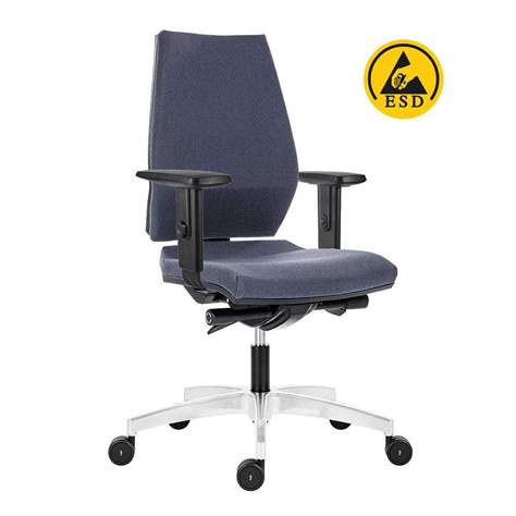 ESD Drehstuhl Motion mit Armlehnen, drehbar, mit Rädern, Farbe grau