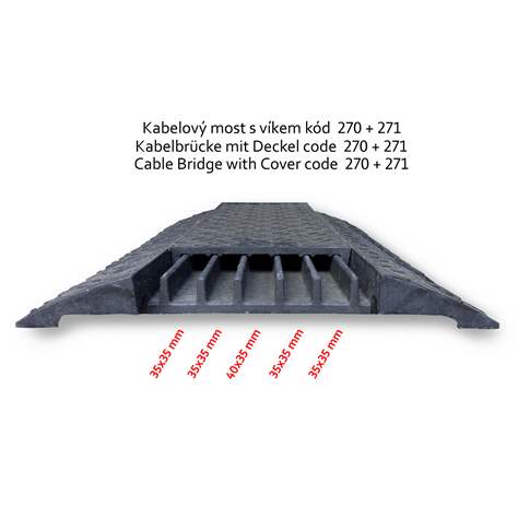 Kabelbrücke mit Abdeckung, Länge 800 mm, Farbe schwarz, Höhe 60 mm - Bild6