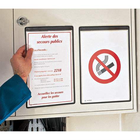 Magnetische Klarsichttaschen, A4 Hochformat, VE 5 Stück, farbe schwarz - TARIFOLD (OFFICELINE)