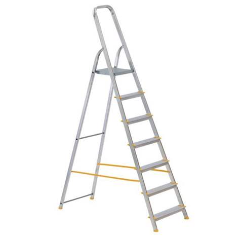 Alu-Stehleiter EUROSTYL, einseitig, Standardasuführung, 7 Stufen - Alve