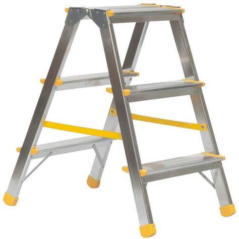 Alu-Stehleiter EUROSTYL, beidseitig, Standardausführung, 2 x 3 Stufen - Alve