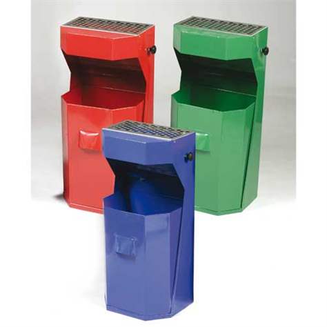 Abfallsammler für Außen, mit Ascheraufsatz, Inhalt 50 l, Höhe 850 mm, blau - Bild3