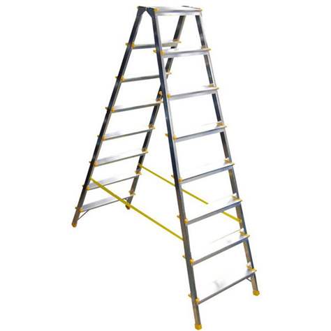 Alu-Stehleiter EUROSTYL, beidseitig, Standardausführung, 2 x 8 Stufen - Alve