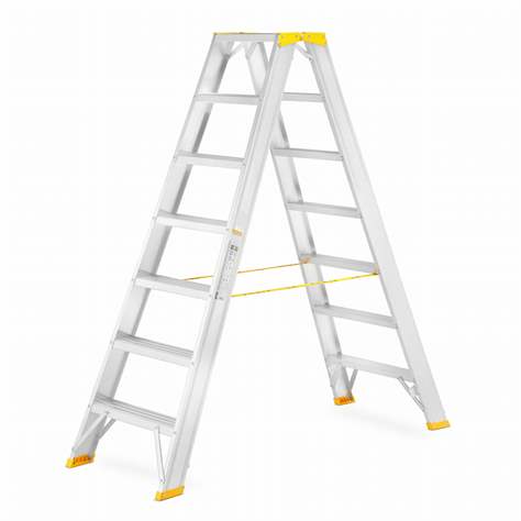 Alu-Stehleiter FORTE, beidseitig, Profi-Ausführung, 2 x 7 Stufen - Alve