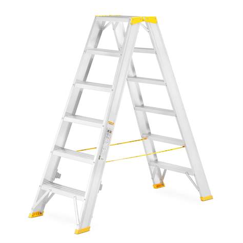 Alu-Stehleiter FORTE, beidseitig, Profi-Ausführung, 2 x 6 Stufen - Alve
