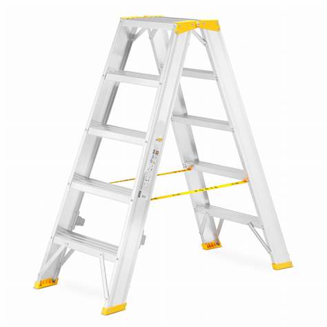 Alu-Stehleiter FORTE, beidseitig, Profi-Ausführung, 2 x 5 Stufen - Alve