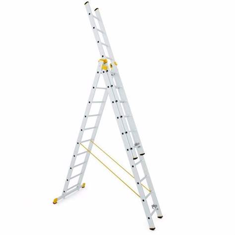 Dreiteilige Alu-Mehrzweckleiter FORTE, Profi-Ausführung, 3 x 8 Sprossen - Alve