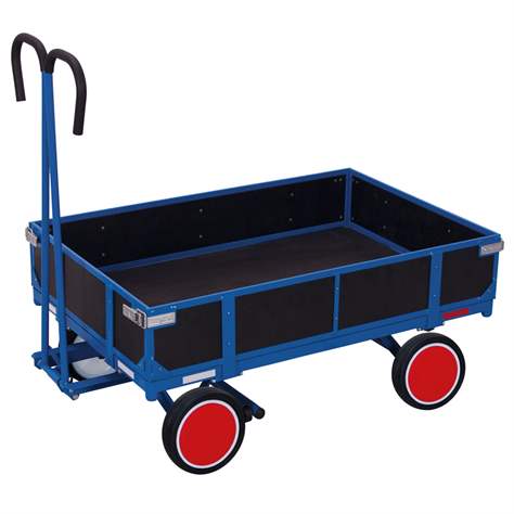 Handpritschenwagen VARIOfit mit 4 Bordwänden (Sperrholz), 1200 x 800 mm, Tragfähigkeit 700 kg, Vollgummireifen - Cordes