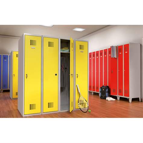 Garderobenschrank mit Doppel-Flügeltüren, Breite 600 mm, zwei Kleiderfächer, Türfarbe Grau RAL7035, Zylinderschloss - Malow - Bild2