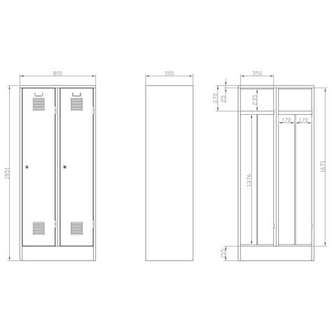 Svařovaná šatní skříň 2 x 400 mm, barva dverí zelená RAL6024, standardní větrací žaluzie, na soklu - Kovos Verneřice - obrázek5