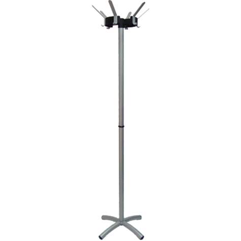 Garderobenständer mit 6 Haken, drehbare Hakenkrone, Stahlkonstruktion, ohne Zubehör, Farbe silber-schwarz, Höhe 1770 mm